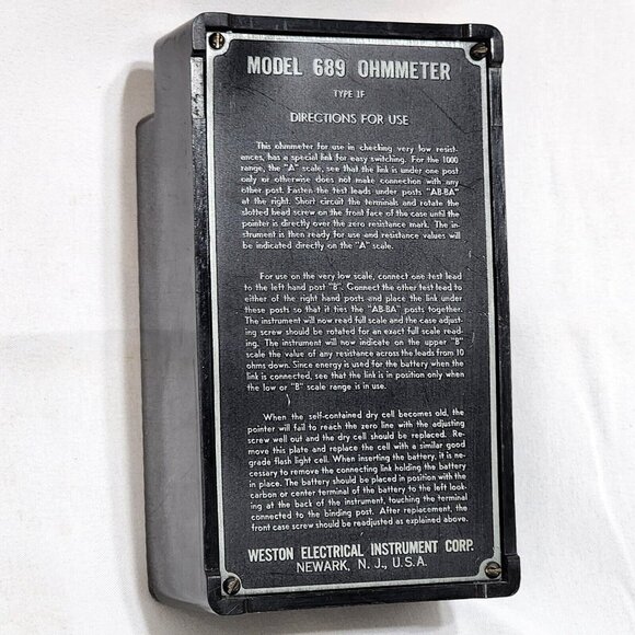 Weston 689 Type 1-f Ohmmeter Electrical Tester Vintage Art Deco Style‎ Collector - Picture 8 of 8